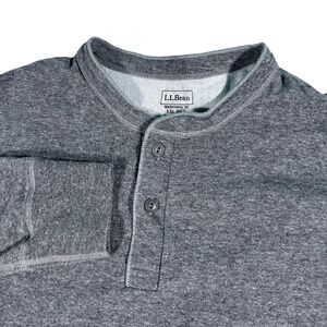 L.L. Bean Henley Shirt Mens XXL Gray Wool Blend Dual Layer Traditional Fit